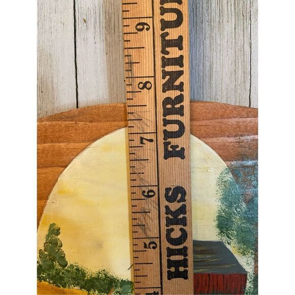 Vintage 1998 Handmade Hand Painted Wooden Hanging Sign Barn & Pond Scene Signed - Picture 7 of 8